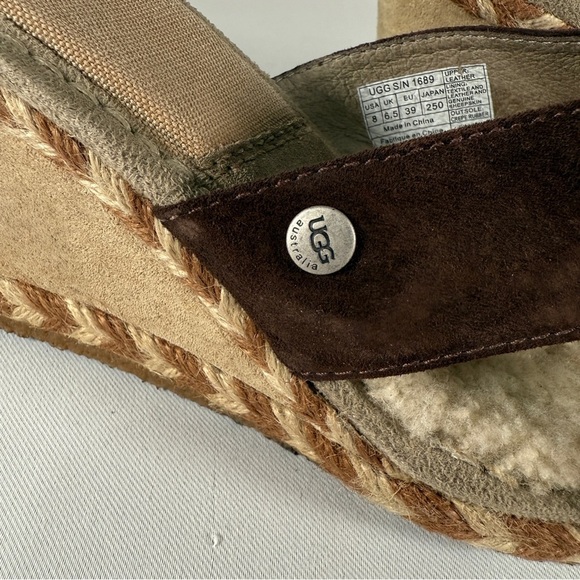 UGG Brown and Cream Shearling Wedges - Picture 4 of 8